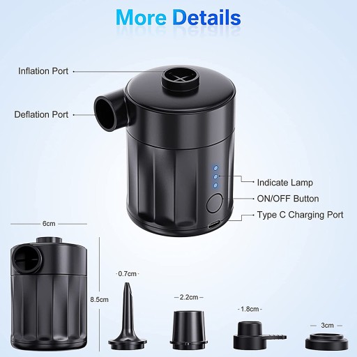 ЭЛЕКТРИЧЕСКИЙ НАСОС НА АККУМУЛЯТОРЕ ДЛЯ МАТРАСА USB 4000MAH