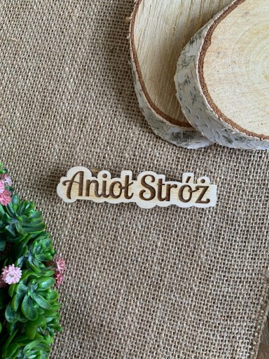 Drewniana tabliczka z napisem tekstem Anioł Stróż wzór 2 dekor scrapki 1szt