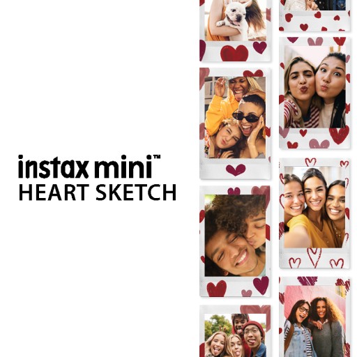 Вставки Instax MINI Heart Sketch 10 ФОТО Пленка 11 12 Сердец, Розовые Сердца