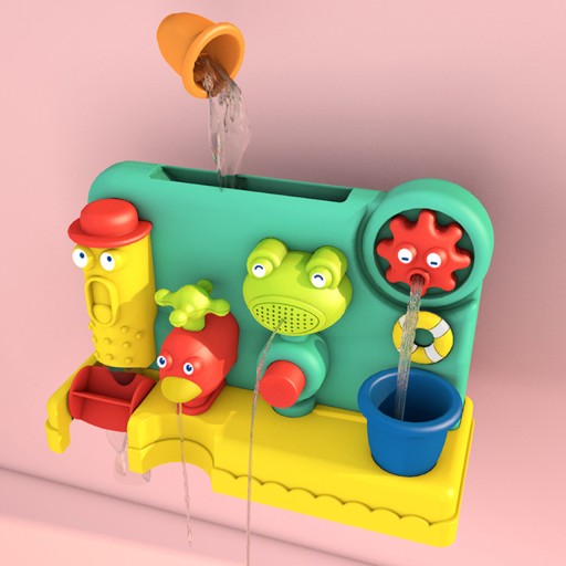 ИГРУШКА ДЛЯ ВАННЫ, ВАННА ДЛЯ ВОДЫ, ПАНЕЛЬ, КАТУШКА, КРЫШКА, ПРИСОСКА, 2 чашки
