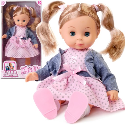 LALKA Natalia INTERAKTYWNA MÓWI PO POLSKU ZAMYKANE OCZY DŁUGIE WŁOSY 39cm