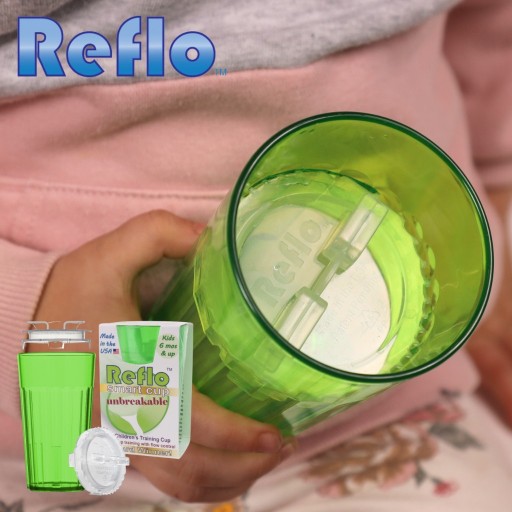 Тренировочная кружка REFLO — пейте как из стакана, кружка со вкладышем, ЗЕЛЕНАЯ