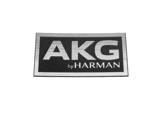 Наклейка-эмблема AKG BY HARMAN серебро 40х20мм