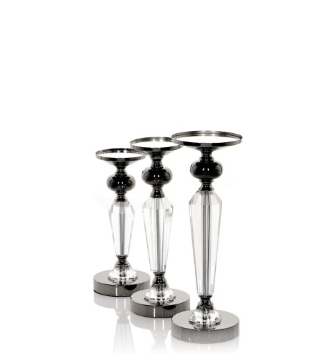 Подсвечник Glamour Lantern Chrome Crystal черный