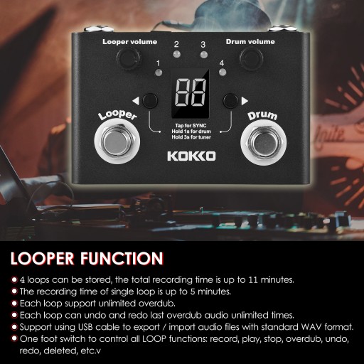 Многофункциональная педаль эффектов Drum Looper KOKKO