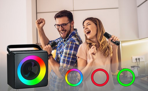 КАРАОКЕ-ДИНАМИК С BLUETOOTH 5.0 И 2 БЕСПРОВОДНЫМИ МИКРОФОНАМИ