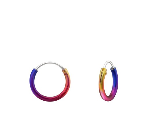 Серебряная серьга 925 ART Круг 1,0 см Радуга