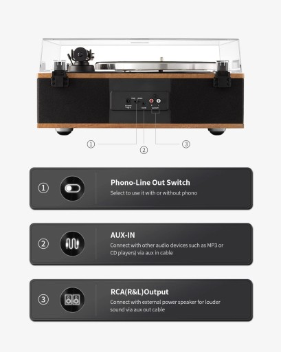 Виниловый проигрыватель Angles Horn Bluetooth HiFi с динамиками AT-3600L