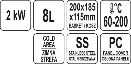 FRYTOWNICA ELEKTRYCZNA 5L 2000W 230V YATO YG-04609