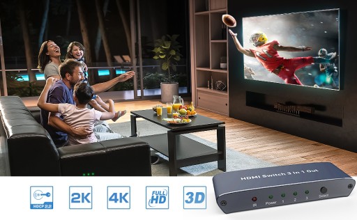 ROZDZIELACZ PRZEŁĄCZNIK 3x HDMI 4K HDMI2.0 4K@60HZ
