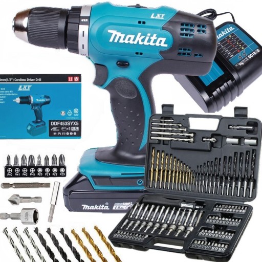 ОТВЕРТКА MAKITA DDF453 1,5 Ач СВЕРЛА КЛЮЧИ