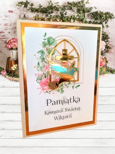 Pamiątka Komunii Świętej KOMPLET z różańcem i modlitwą dla dziewczynki