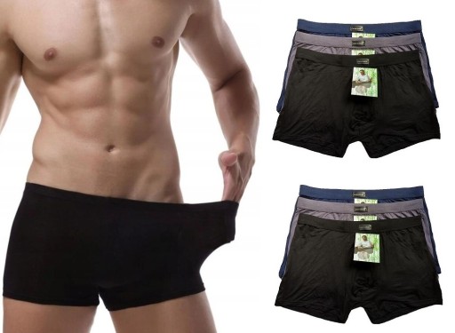 6x BOKSERKI BAMBUSOWE COTTON WORLD majtki CZARNE,POPIELE,GRANATY tu- 5XL