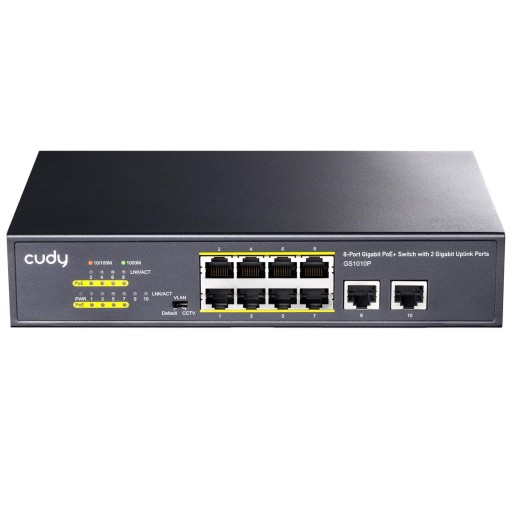 КОММУТАТОР PoE+ 10 портов GS1010P 120 Вт 1 Гбит/с VLAN CCTV