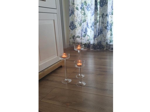 SZKLANY ŚWIECZNIK NA NÓŻCE nodze NA TEALIGHT 25 CM