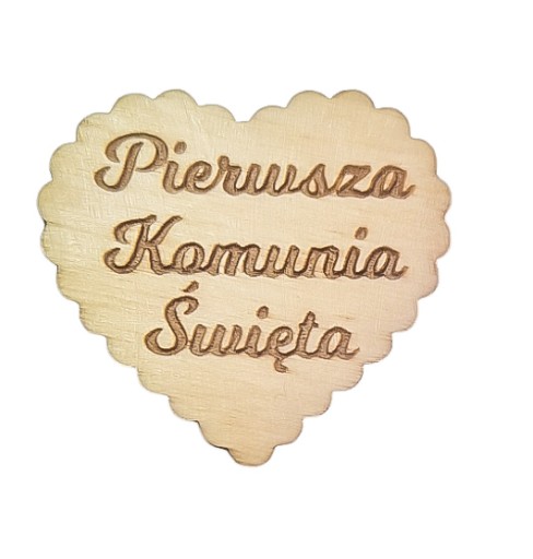Drewniane serduszka Pierwsza Komunia Święta 5 szt z falą Makrama Aniołki