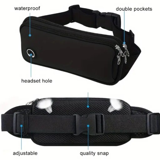 Набедренная сумка WATERPROOF для телефона и документов, LIGHT, черная