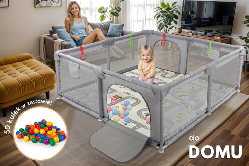 ДЕТСКАЯ РУЧКА XXL С КОВРИКОМ 180x200 см + 4 РУЧКИ И 50 ШАРИКОВ
