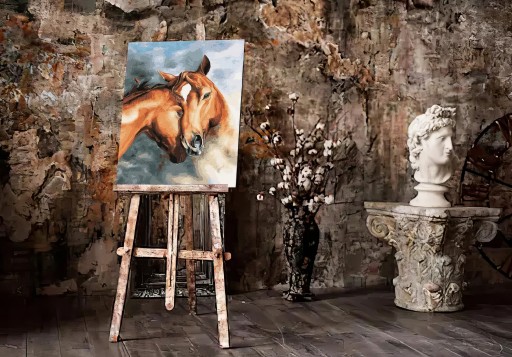 Malowanie Po Numerach z ramą Zestaw Obraz Końska Czułość 40x50cm