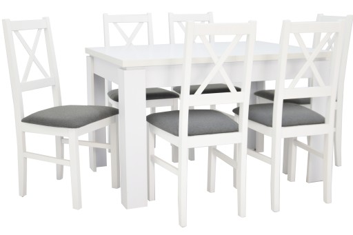 SOLID EXPANDABLE стол 80х120 и 6 стульев БЕЛЫЕ