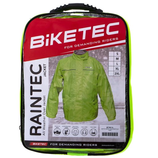 КУРТКА-ДОЖДЕВИК BIKETEC ЦВЕТ ЖЕЛТЫЙ ФЛУО РАЗМЕР M