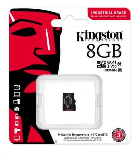 KINGSTON 8 ГБ microSDHC C10 UHS U3 V30 A1 100 МБ