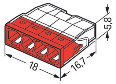 Szybkozłącze instalacyjne do przewodów jednodrut. WAGO 24A 450V 0.5-2.5mm²