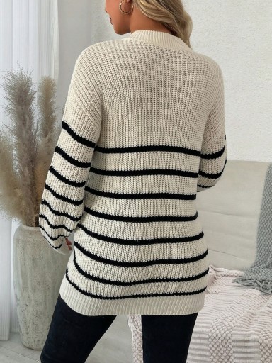 ДЖЕМПЕР ДЛЯ ПЕРЕДОВЫХ С ШЕИ В ПОЛОСКУ БЕЖЕВЫЙ CASUAL SHEIN M 38