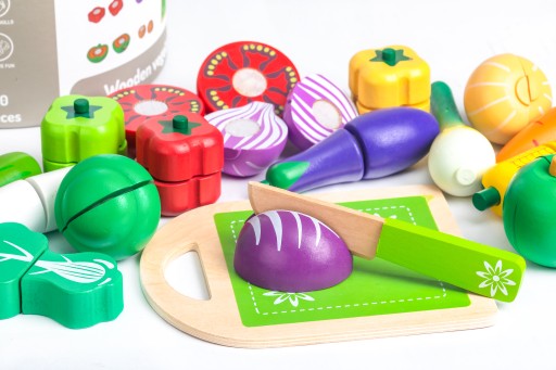 Деревянные овощи для нарезки 20 штук ECOTOYS