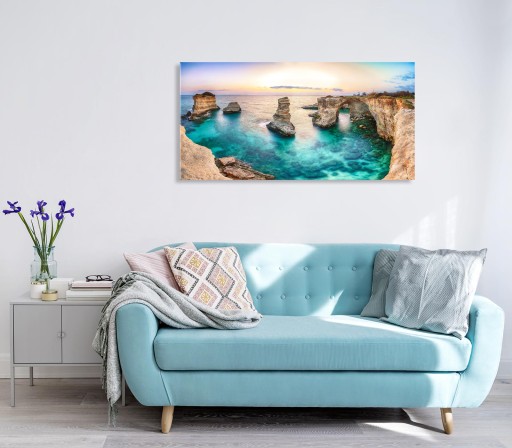OBRAZ NA SZKLE do salonu KLIF OCEAN WIDOK 100x50