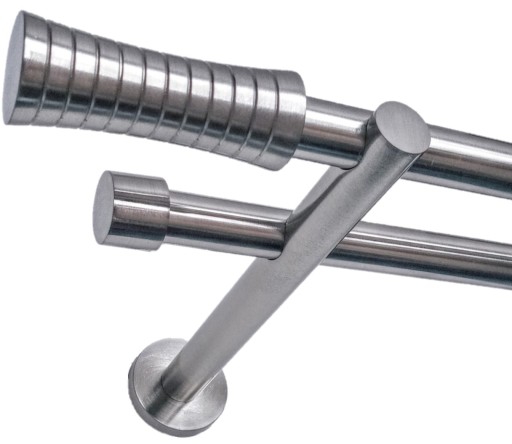 KARNISZ PODWÓJNY METALOWY Fi19/380 NIKIEL+ żabki