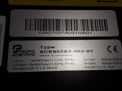 Сервоинверторный сервоконтроллер PACIFIC SCIENTIFIC SCE903A3-002-001