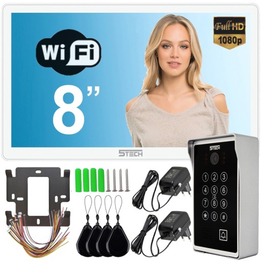 ВИДЕОДОМОН МОНИТОР 8 ДЮЙМОВ WI-FI 5TECH СЧИТЫВАТЕЛЬ ШИФРОВАТЕЛЬ TUYA APP