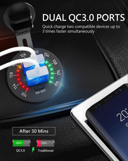 USB QC 3.0 ЦИФРОВОЙ СВЕТОДИОДНЫЙ ВОЛЬТМЕТР ШКАЛА