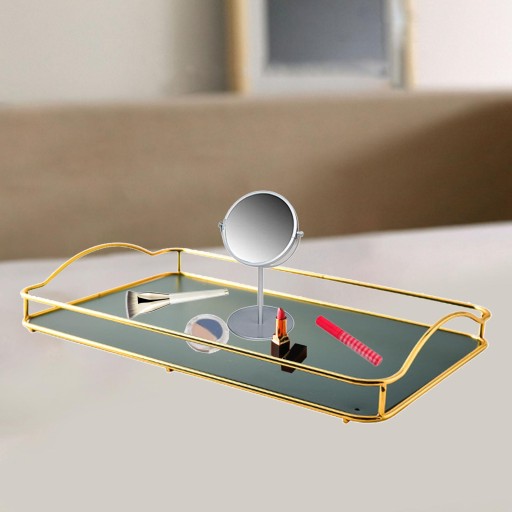 Gold Vanity Tray Biżuteria Perfumy Organizer do