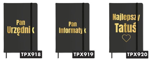 NOTES Czarny A5 GOLD Złocenie DLA TRENERA Złote Wz