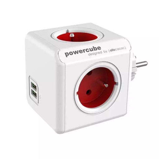 Разветвитель PowerCube Original 4 розетки 2xUSB, DesignNest (allocacoc)