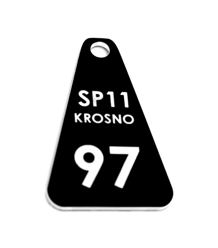 BRELOKI do kluczy NUMEREK DWUSTRONNY 7x4 cm 10 szt