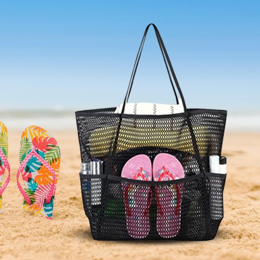 Пляжная сумка Durable Beach Bag Mesh Storage черная