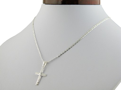 ЦЕПЬ С КРЕСТОМ, СЕРЕБРЯНЫЙ КРЕСТ 925 ПРОБЫ, ДЛИНА 55см, ПЛЕТЕНИЕ GUCCI, КОРОБКА