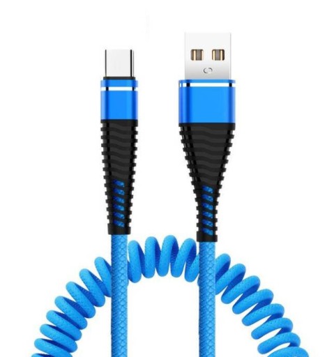 USB-КАБЕЛЬ ТИПА C, ВЫДВИЖНАЯ СПИРАЛЬНАЯ ПРУЖИНА, 1 М