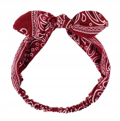 Opaska do włosów pin up bawełniana mocna kokarda bandana vintage bordowa