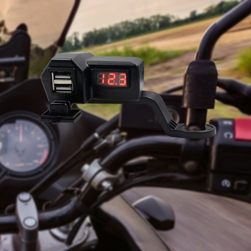ЗАРЯДНОЕ УСТРОЙСТВО ДЛЯ МОТОЦИКЛА ВОЛЬТМЕТР 2xUSB