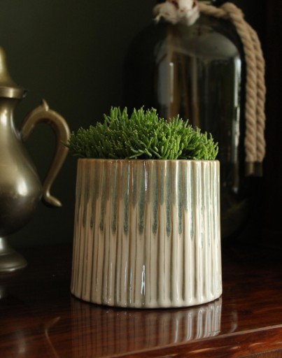 Osłonka Doniczka Ceramiczna Vintage 17,5x15 cm niebieska