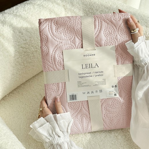 Стеганое покрывало на диван-кровать Диван 200x220 Leila Powder Pink