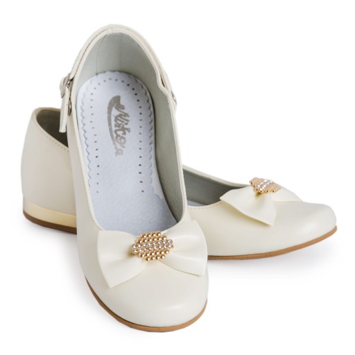 Buty wizytowe dziewczęce KBD-805 ecru 38 eleganckie 25,2 cm