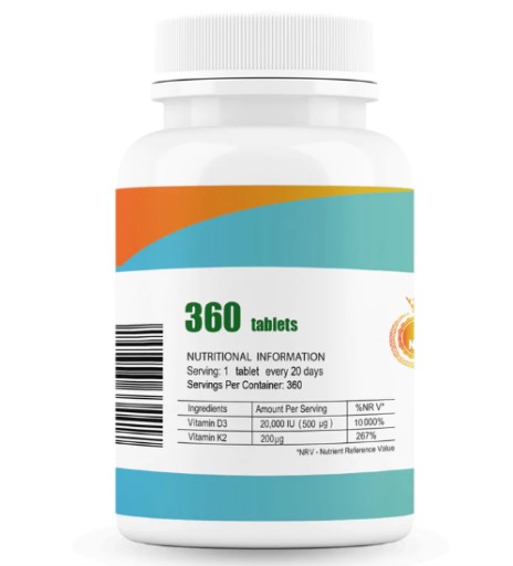 WItamina D3 20000IU + Wit K2 200mg 360 tab