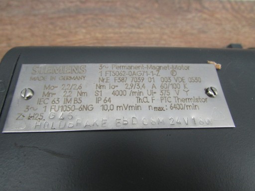 Серводвигатель SIEMENS 1FT5062-0AG71-1-Z SAE-1020 H