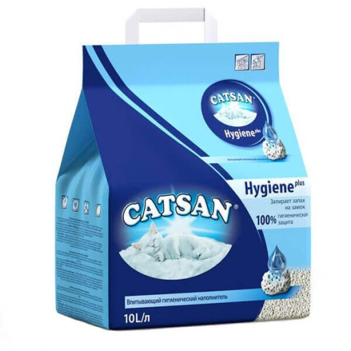CATSAN HYGIENE PLUS — натуральный бентонитовый наполнитель для кошачьего туалета, 4x10 л
