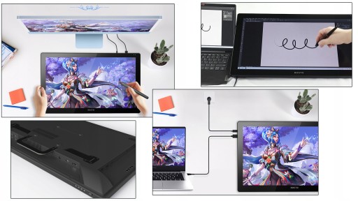 BOSTO X7 Графический планшет для компьютера, экран 21,5 дюйма + перо 1920х1080